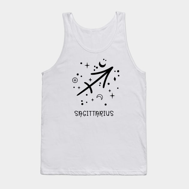 Sagittarius Celestial Zodiac Sign Symbol Tank Top by The Cosmic Pharmacist